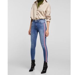 ZARA JEANS WITH RED STRIPE